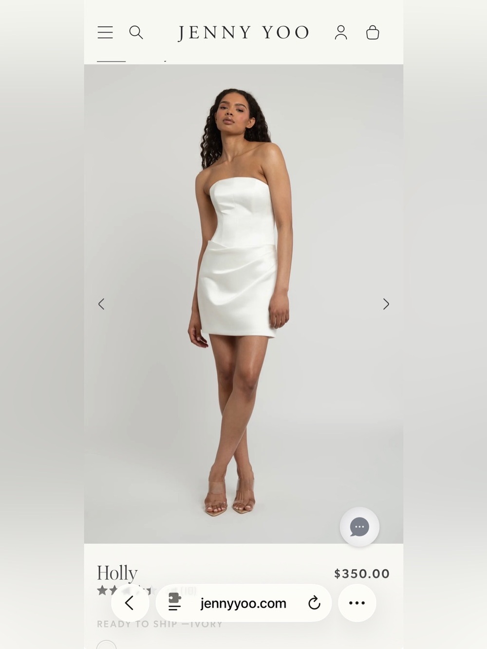 Jenny Yoo Strapless Mini Dress in Ivory